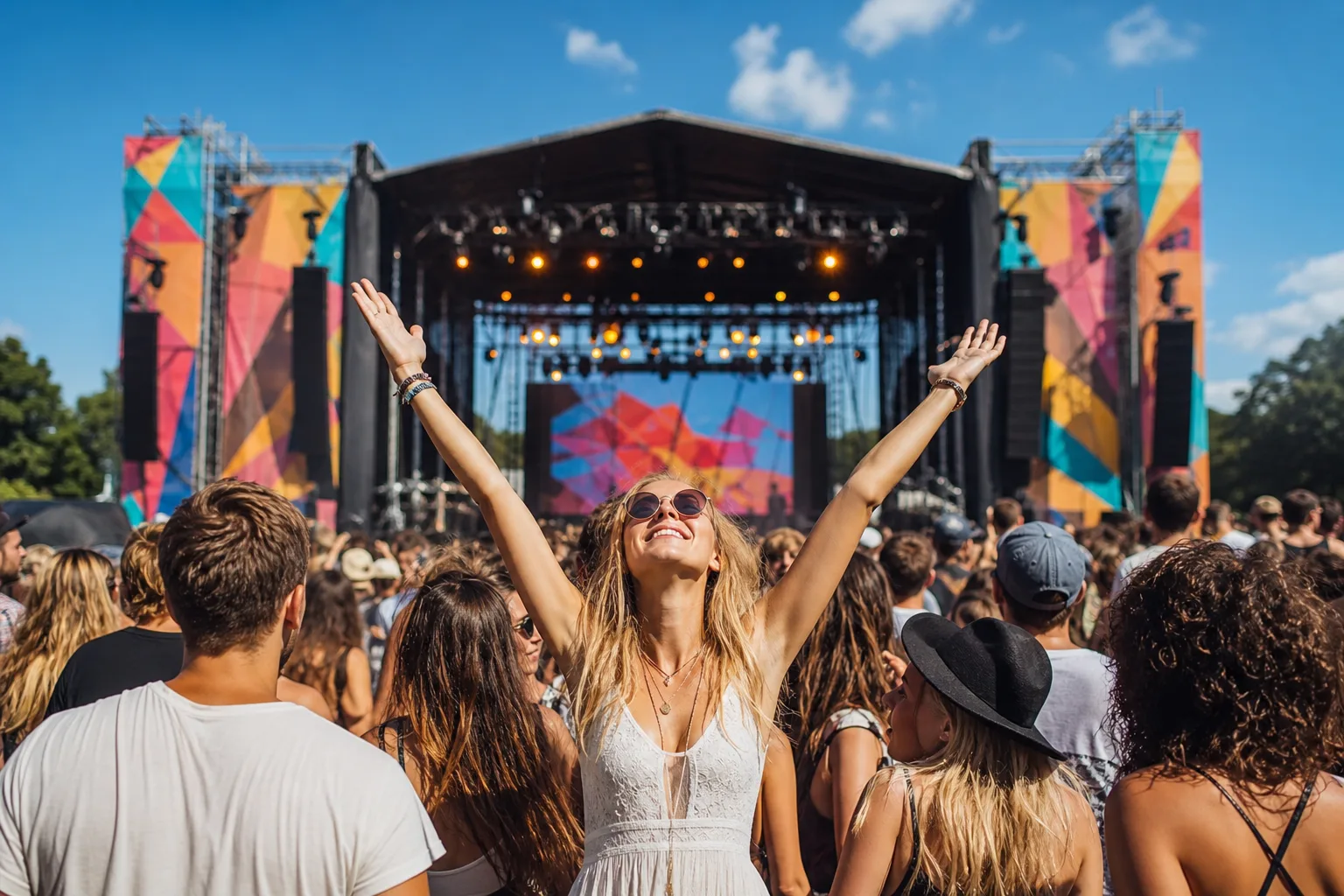 Festival Crowd tagsüber bei Live-Konzert