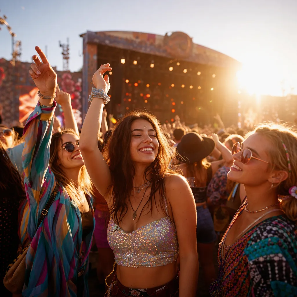 Tanzende Menschen beim Festival am Tag