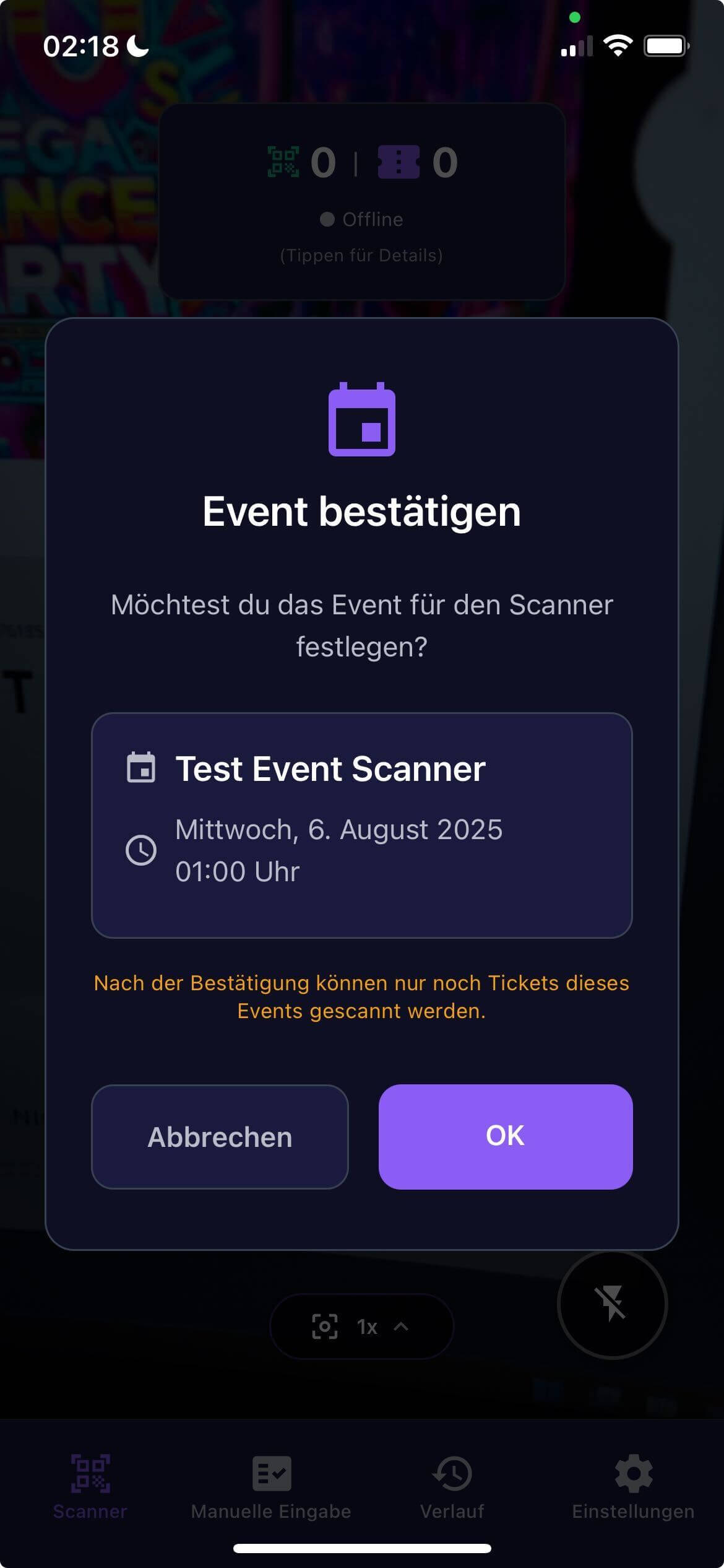 Event automatisch erkannt